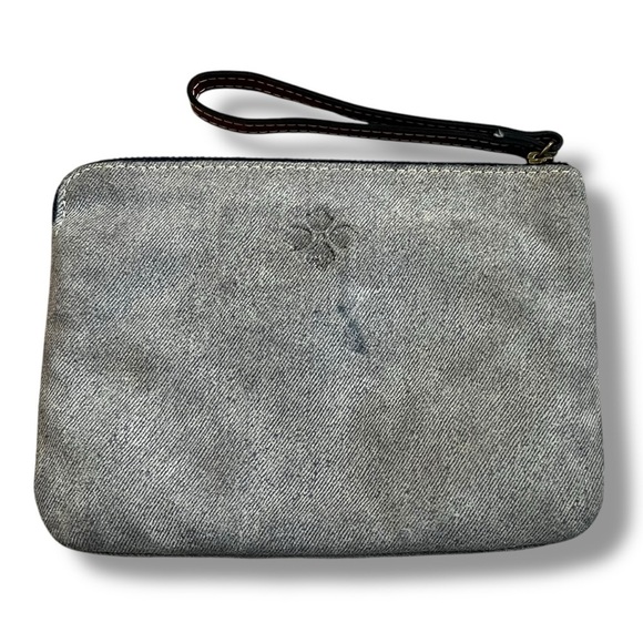 Patricia Nash Cassini Wristlet Floral Cross Stitch Print Leather Pockets Stain - Picture 7 of 8